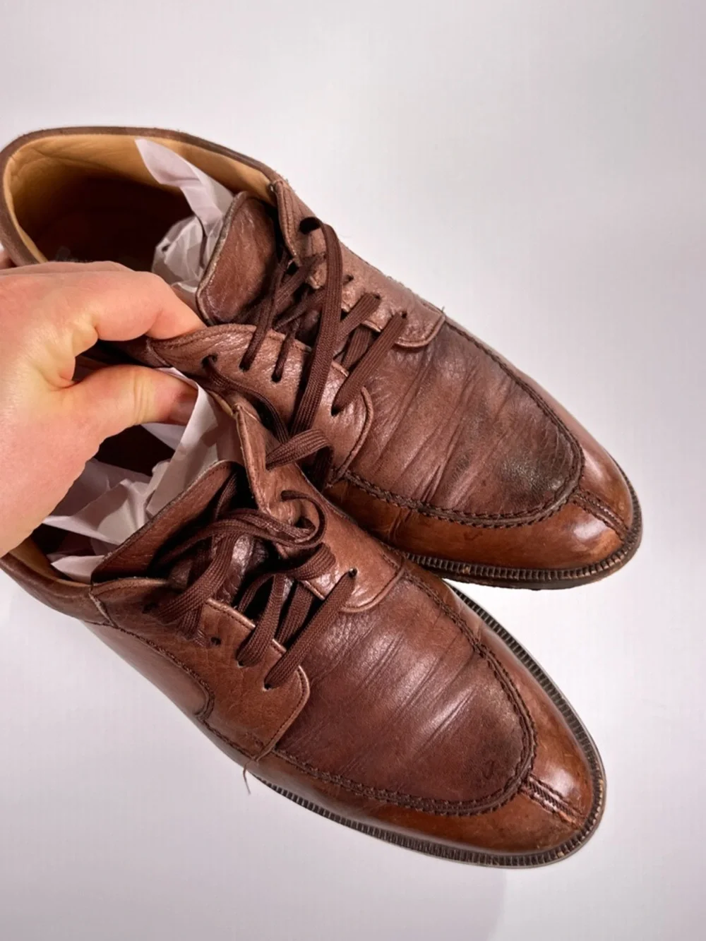 Mezlan Brown Leather Moc Toe Oxford Lace Up Vibram Sole Mens 7 M